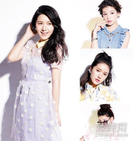 4种风格的长卷发扎头发&丸红头款式新颖，凉爽，使用方便