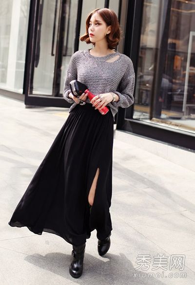 长裙九分裤针织毛衣