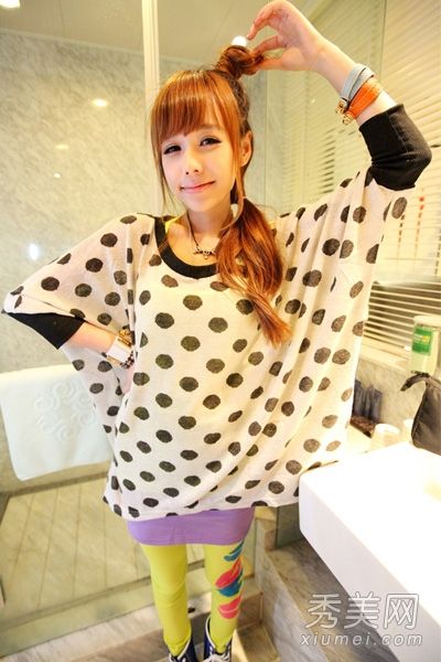 甜美的日本风袭击雪纺衬衫