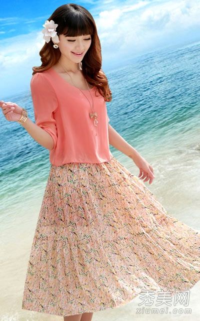 小清新传入碎花裙浪漫美丽