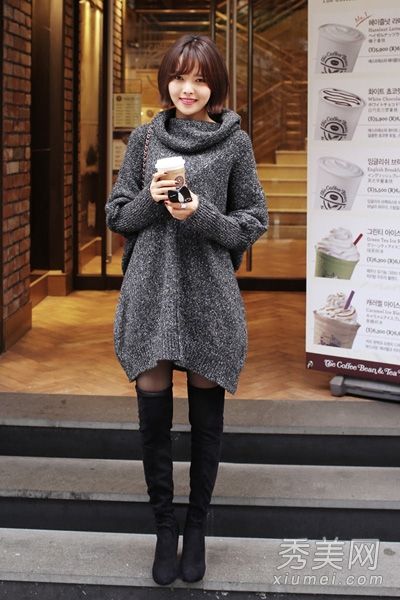 过膝长靴穿着时尚的空气,几秒钟内就变成长腿。