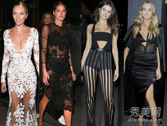 维米天使穿透明连衣裙来展示甜美的臀部和腿部