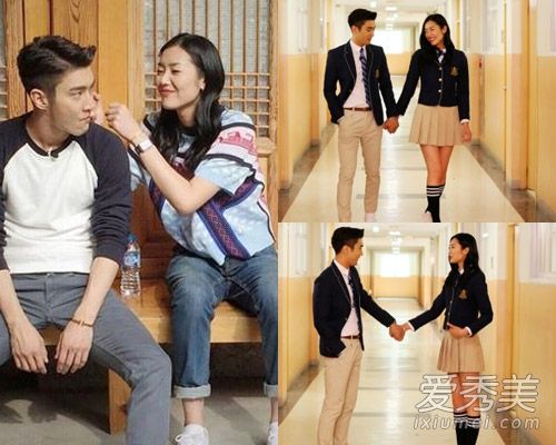 “让我们相亲相爱”刘雯的直发和校服很配！