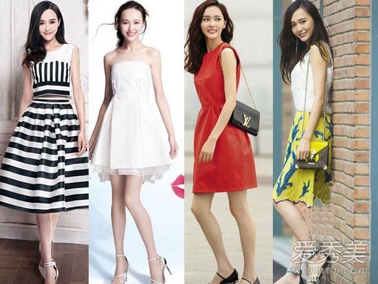 2015年春天，唐嫣展示甜美的裙子