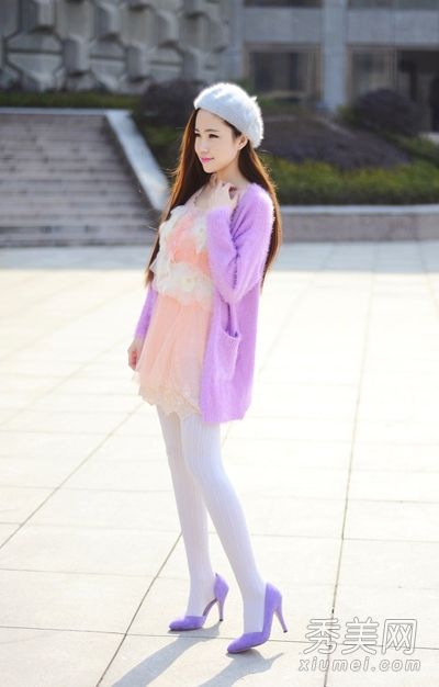 春游针织开衫+连衣裙