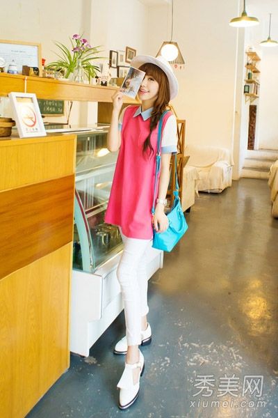 初夏雪纺衬衫+九分裤打造完美九身