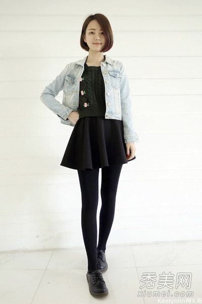 巧穿短裤、裙子和牛仔夹克来显示身高