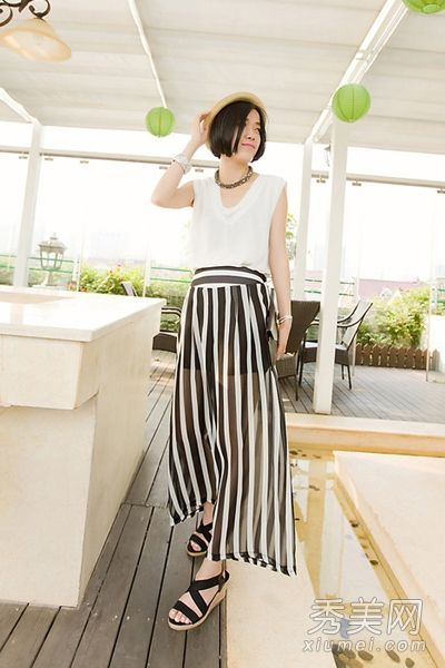 重腿夏季搭配宽松雪纺宽腿裤复古热卖