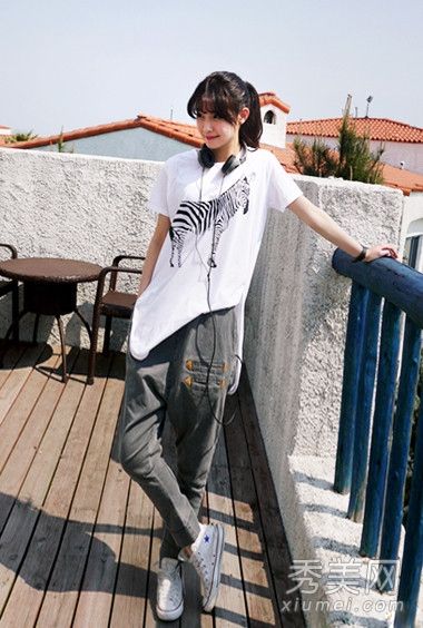 哈兰裤配什么外套图片配t恤看起来最好