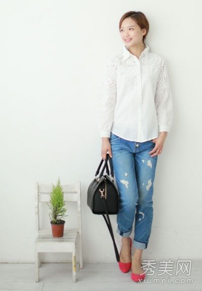 衬衫和裤子打造春季街头时尚