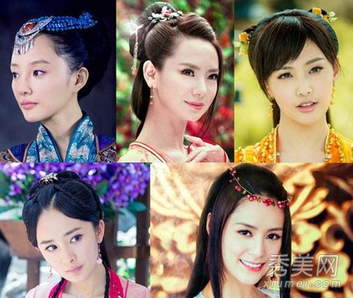 杨幂郑爽吉利安传说中的剑话题女王长发比美丽