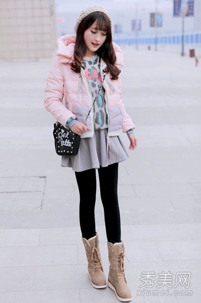 短棉袄与短裙的比例明显较高