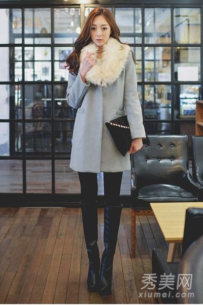 靴子+夹克在冬天穿长腿更瘦