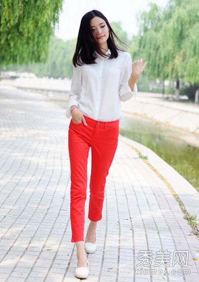 雪纺衬衫+裤腿裤夏天胖女孩瘦