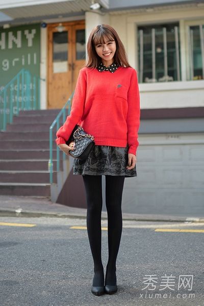 毛线衫配衬衫清爽款式冬季最直列装扮