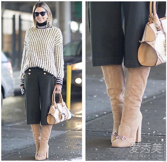 齐膝长靴必须与秋冬的凹形搭配