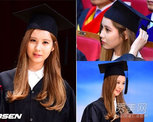 年轻时，徐贤毕业时留着长发，穿着漂亮的礼服。