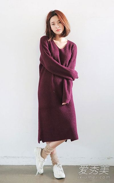 搭配秋季的保暖毛线裙