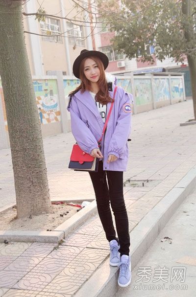 外套+紧身裤+鞋子韩版休闲混搭风格