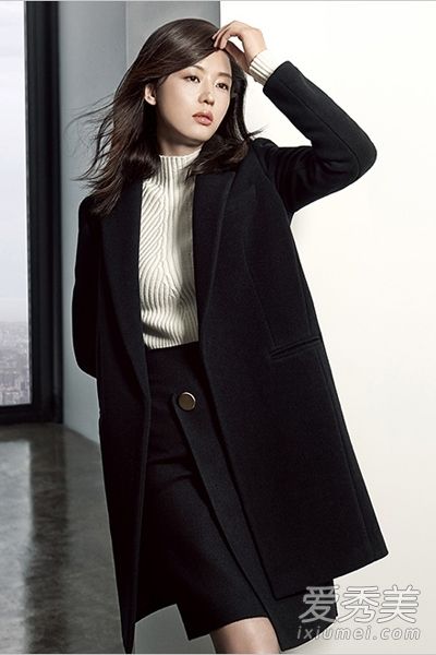 全智贤冬季2015图案新外套搭配