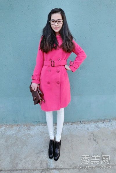 长外套配打底裤修身保暖不冻