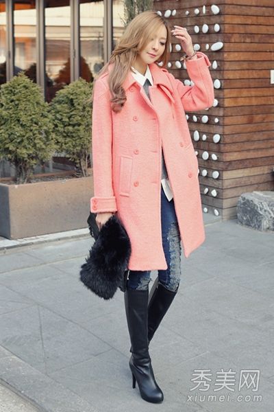 长外套冬季百搭韩牛示范简单气质装扮