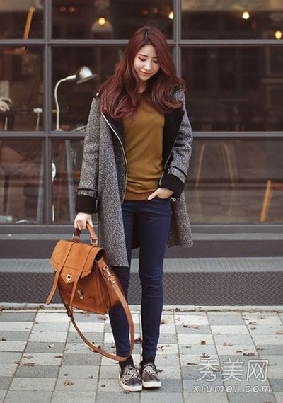 长外套加紧身裤韩版优雅漂亮