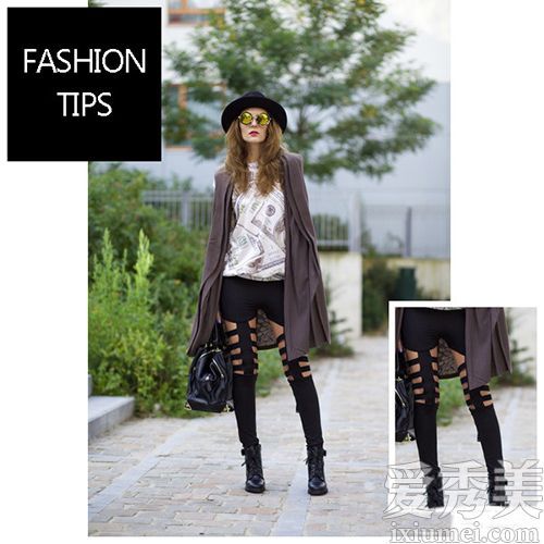 你在秋天穿什么裤子？黑色紧身裤是最通用的。