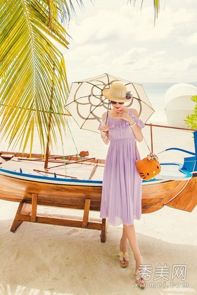浪漫暑假高腰雪纺连衣裙打造九身