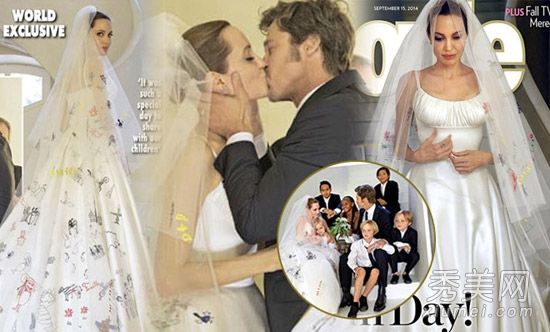 朱莉·皮特的結婚照揭示了新娘的發盤幻想