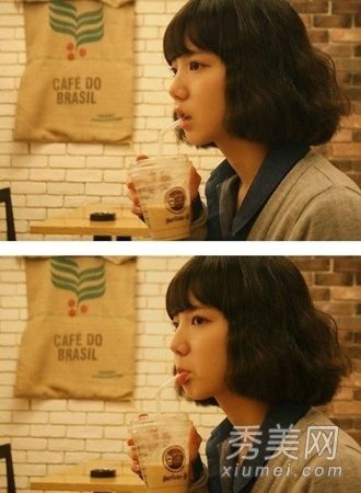 韩国时尚泡泡头发型变身时尚女模特