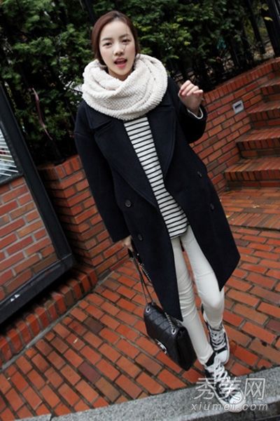 韩版外套围巾搭配图片冬装首选