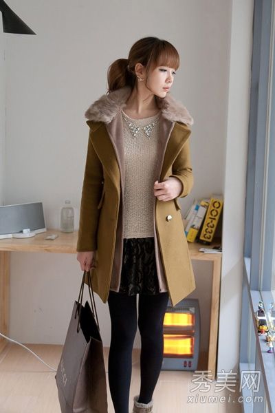 带画大衣的冬裙是最漂亮的