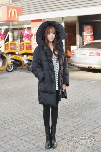 长羽绒服带图片冬季视觉瘦身10公斤