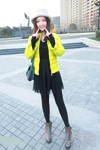 矮个子女孩在冬天怎么穿糖果色的短棉袄