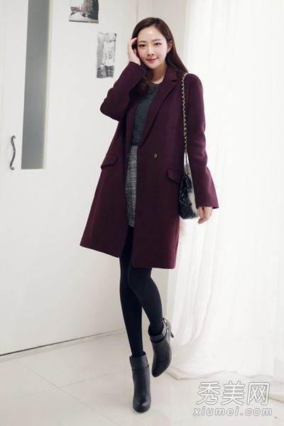 羊毛外套+打底裤冬季完美简约气质装扮