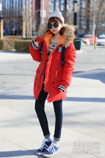 棉袄+紧身裤+休闲鞋韩版MM最爱搭配