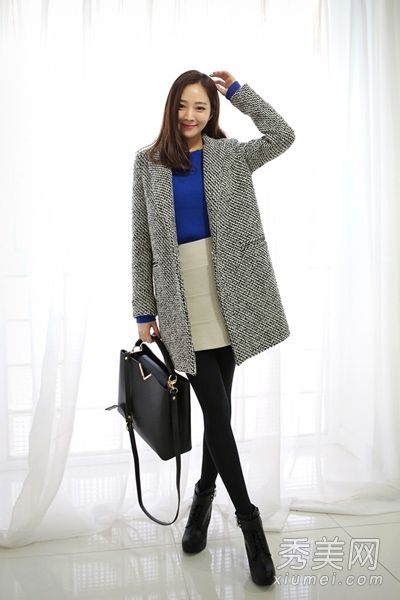 冬天让我的淑女外套+毛衣+裙子温柔