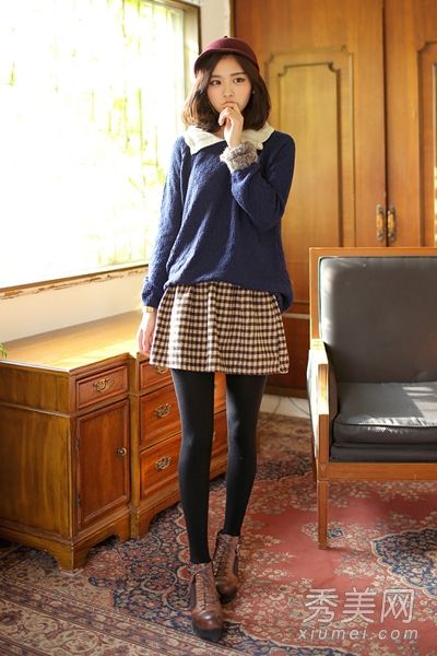 韩版棉衣穿什么样的毛衣，裙子又暖又迷人