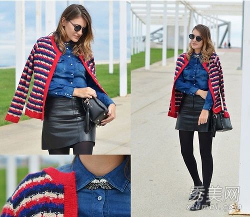 条纹针织夹克攻击10种搭配时尚