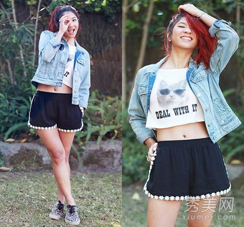 外套混搭短裤轻松应对早晚温差