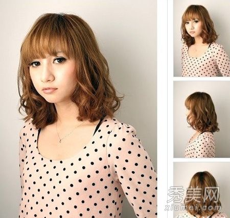 秋冬季日本女士有着优雅的发型，刘海斜斜，肩发