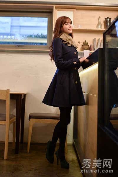 女士风格的冬季服装与图片呢绒大衣，以抵御寒冷。优雅的