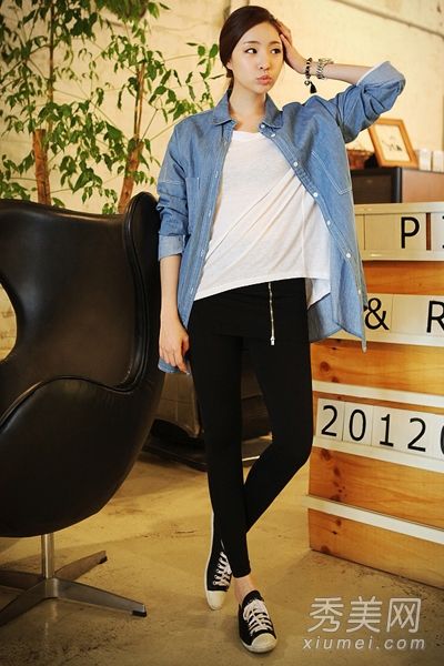 韩国达人帮打底裤配什么夹克