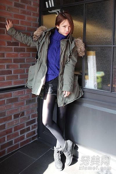 冬装搭配乌龟脖子+外套最赏心悦目