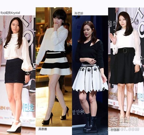 白衬衫+小黑裙经典黑白搭配魅力