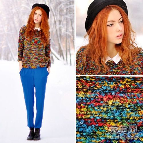 带有衬衫复古文学风格的毛衣