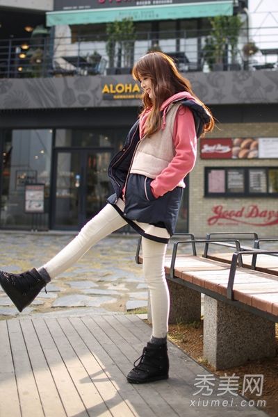 冬天要学韩范的棉袄+打底裤