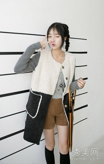 冬季剪影大衣肉盖时尚保暖小箱