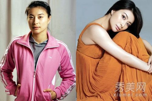 郭晶晶领衔的运动美女化妆前后漂亮PK